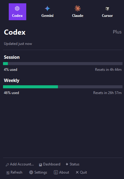 GitHub - maximofn/WindowsCodexBar: Steipete RepoBar for Windows · GitHub