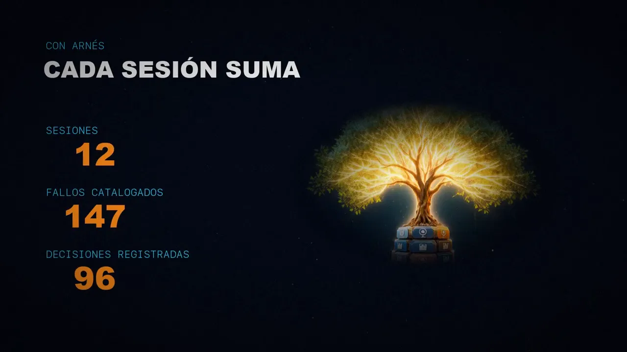 Un árbol que crece junto a los contadores de sesiones, fallos catalogados y decisiones registradas.